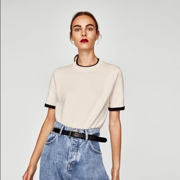zara knit short sleeve top
